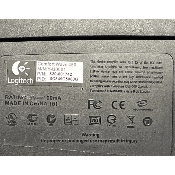 Logitech Wave Keys comfort 450 Ergonomic Keyboard With Cushioned Palm Rest WORKS - Picture 5 of 5